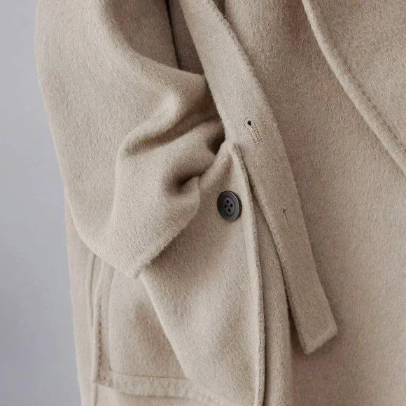 BNWOT | SILK MAISON Patch Pockets Oversized Wool Coat - Picture 5 of 6
